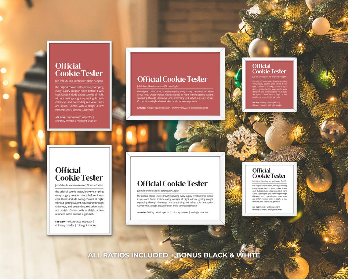 Official Cookie Tester Definition Santa Humor Dictionary Style Poster - Image 3