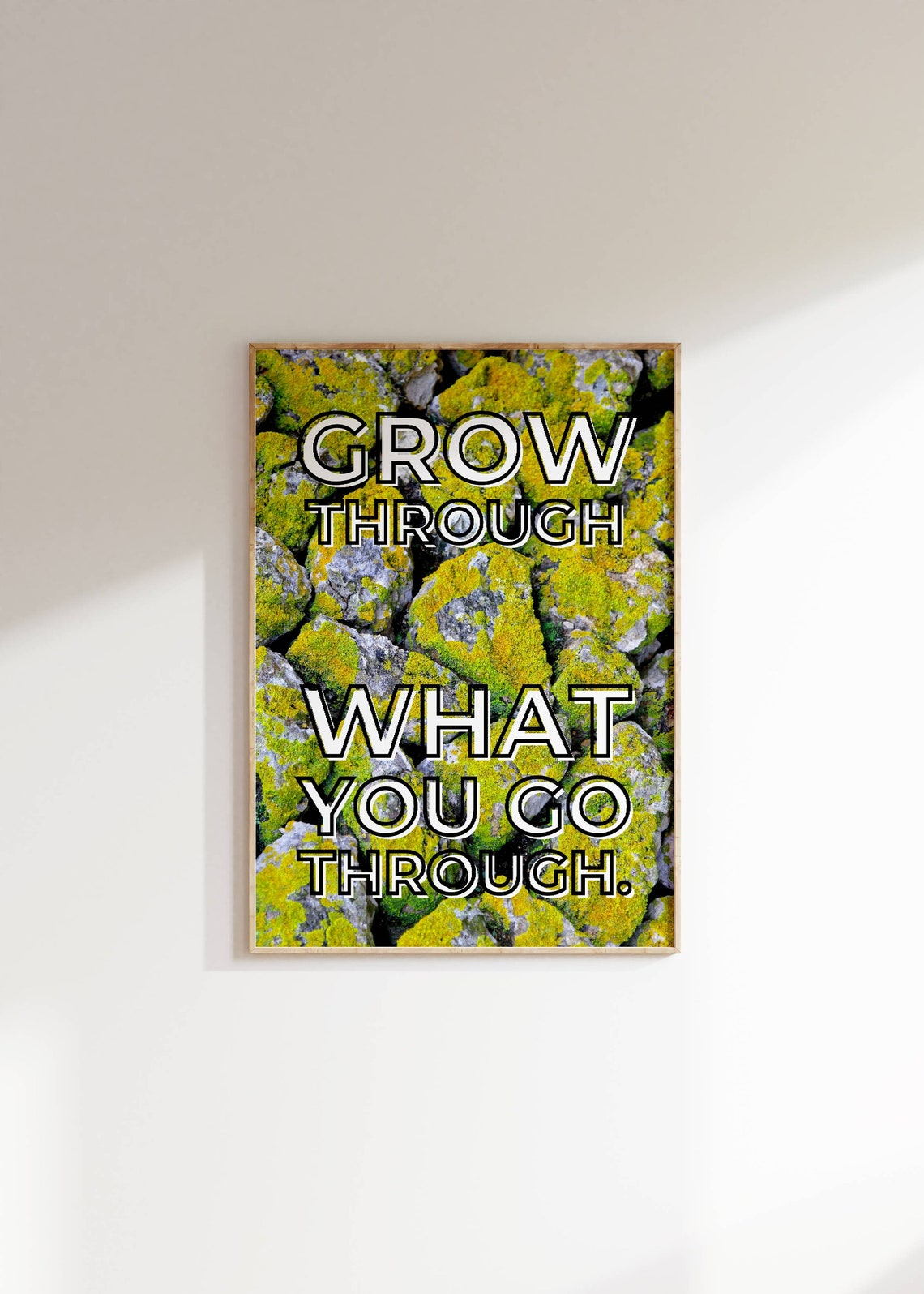 Grow Through What You Go Through Mossy Rocks Resilience Wall Poster