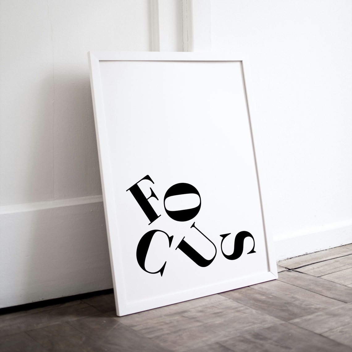 Focus Wavy Typography Black White Minimalist Motivational Word Art Poster - Image 3