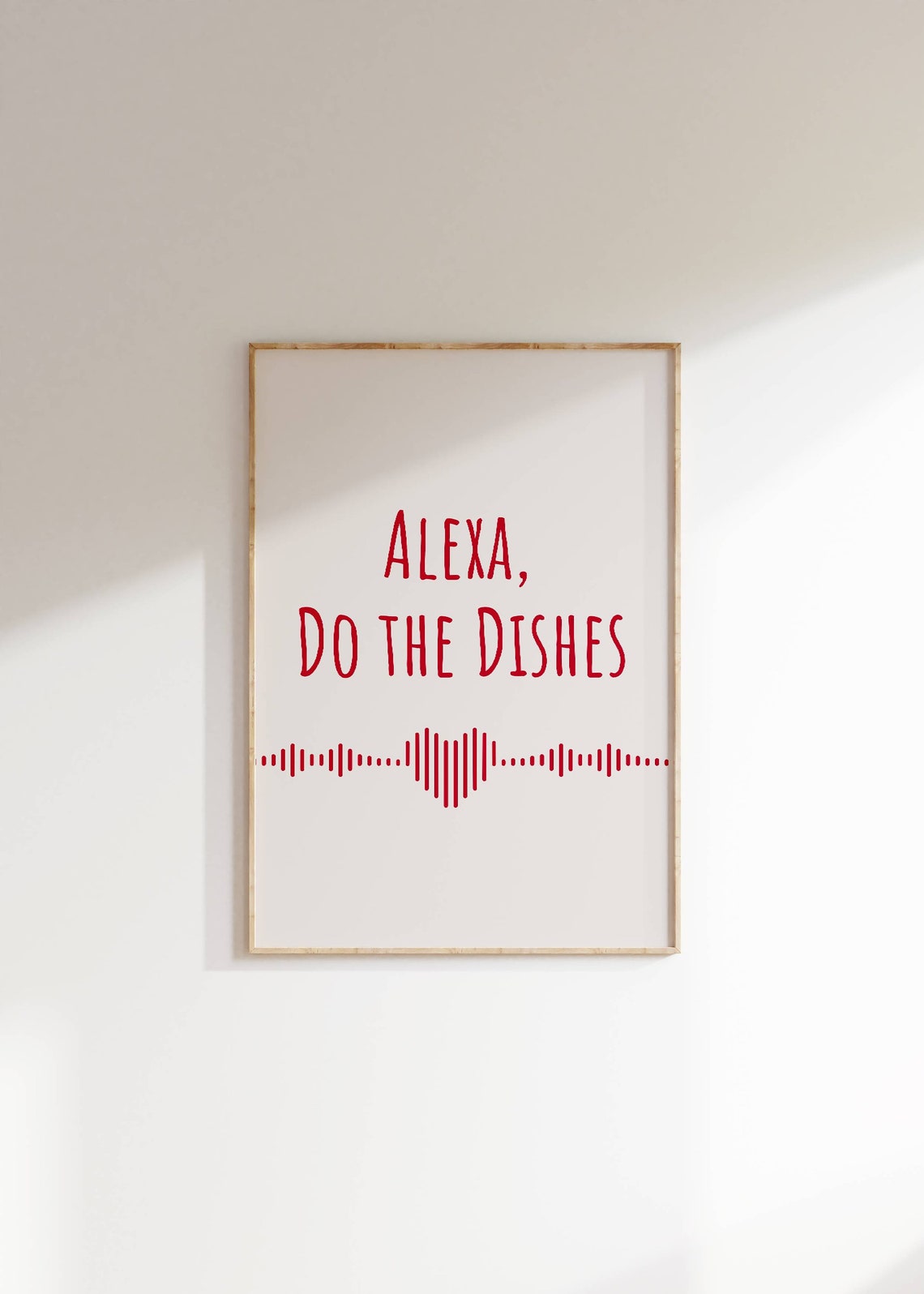 Alexa Do The Dishes Red Typography Funny Kitchen Wall Poster