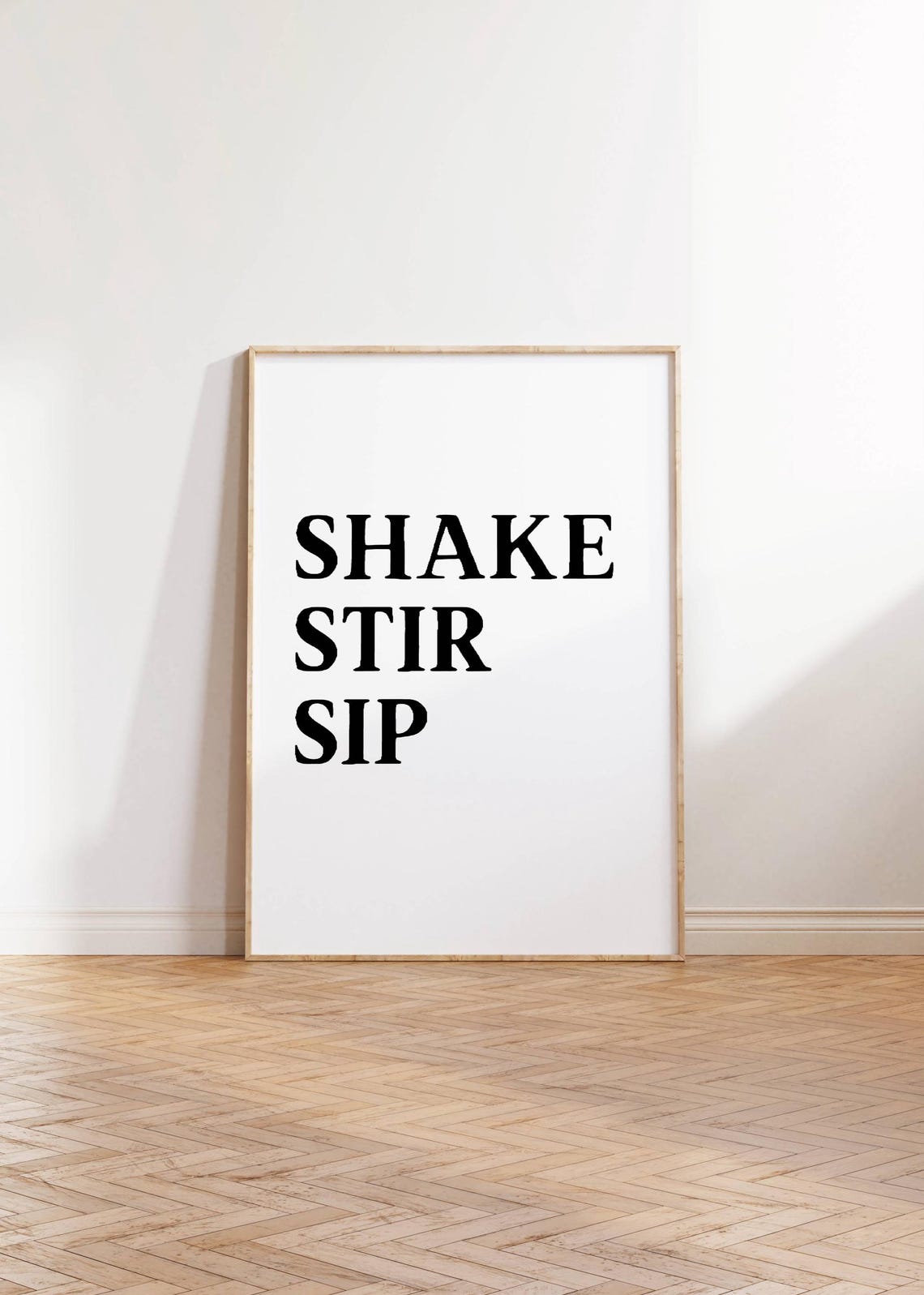 Shake Stir Sip Minimalist Black And White Cocktail Bar Poster - Image 3