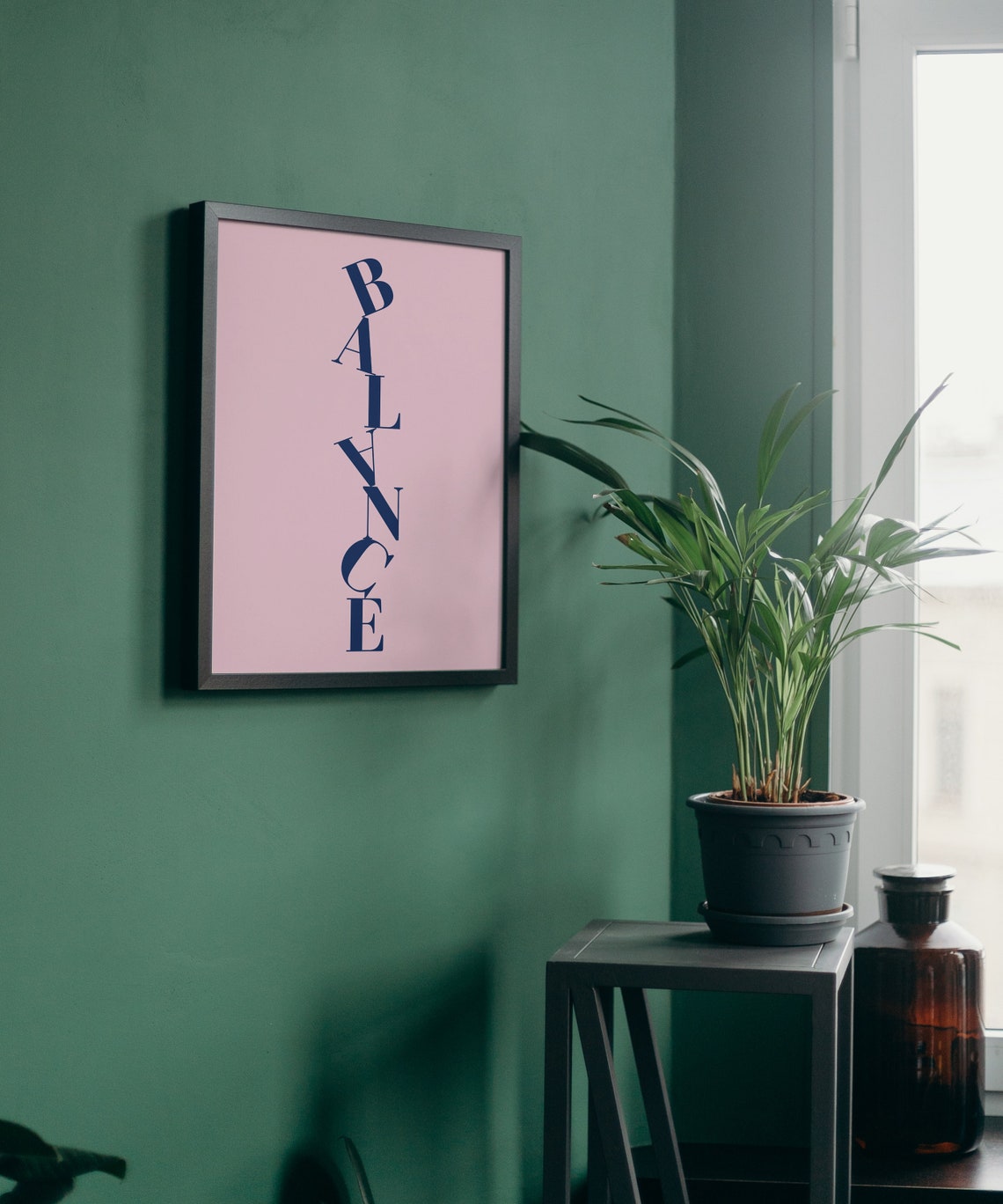 Balance Wavy Vertical Typography Navy Pink Minimalist Motivational Art Poster - Image 2