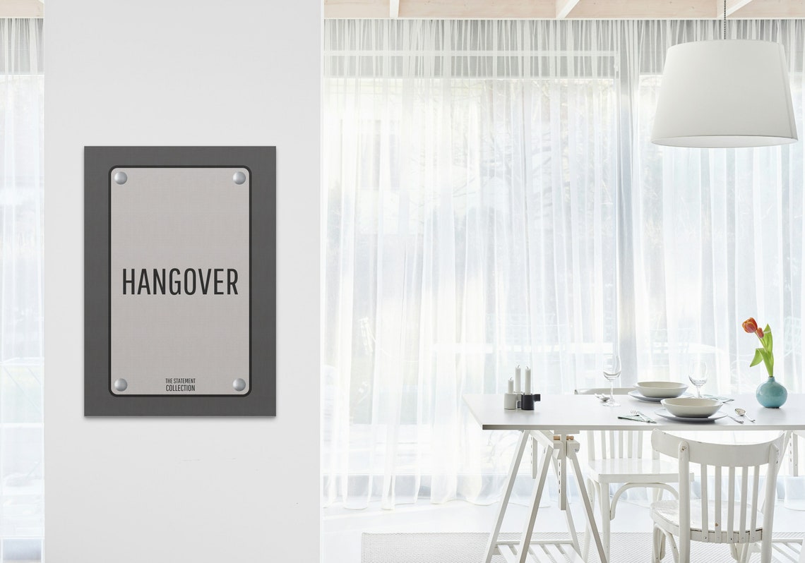 Hangover Minimalist Gray Plaque Statement Sign Funny Bar Decor Poster - Image 2