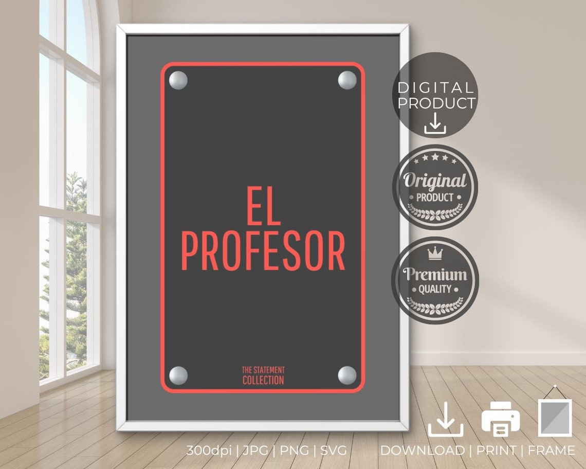 El Profesor Money Heist Red Black Plaque Statement Sign Fan Poster - Image 3