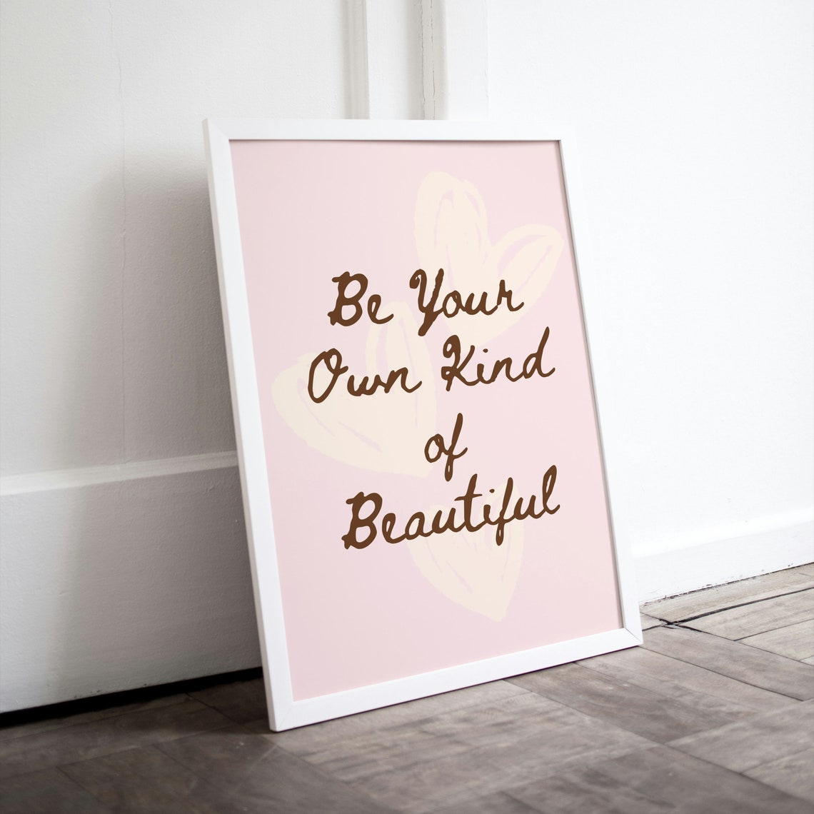 Be Your Own Kind Of Beautiful Pink Heart Script Girls Room Wall Poster - Image 2