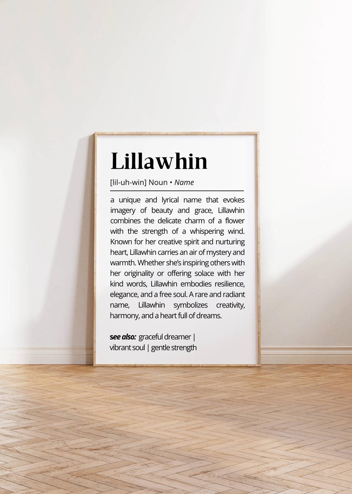 Lillawhin Name Definition Wall Art Unique Personalized Name Poster Creative And Elegant Gift For Her Name Meaning Print Typography As Decor - Image 2