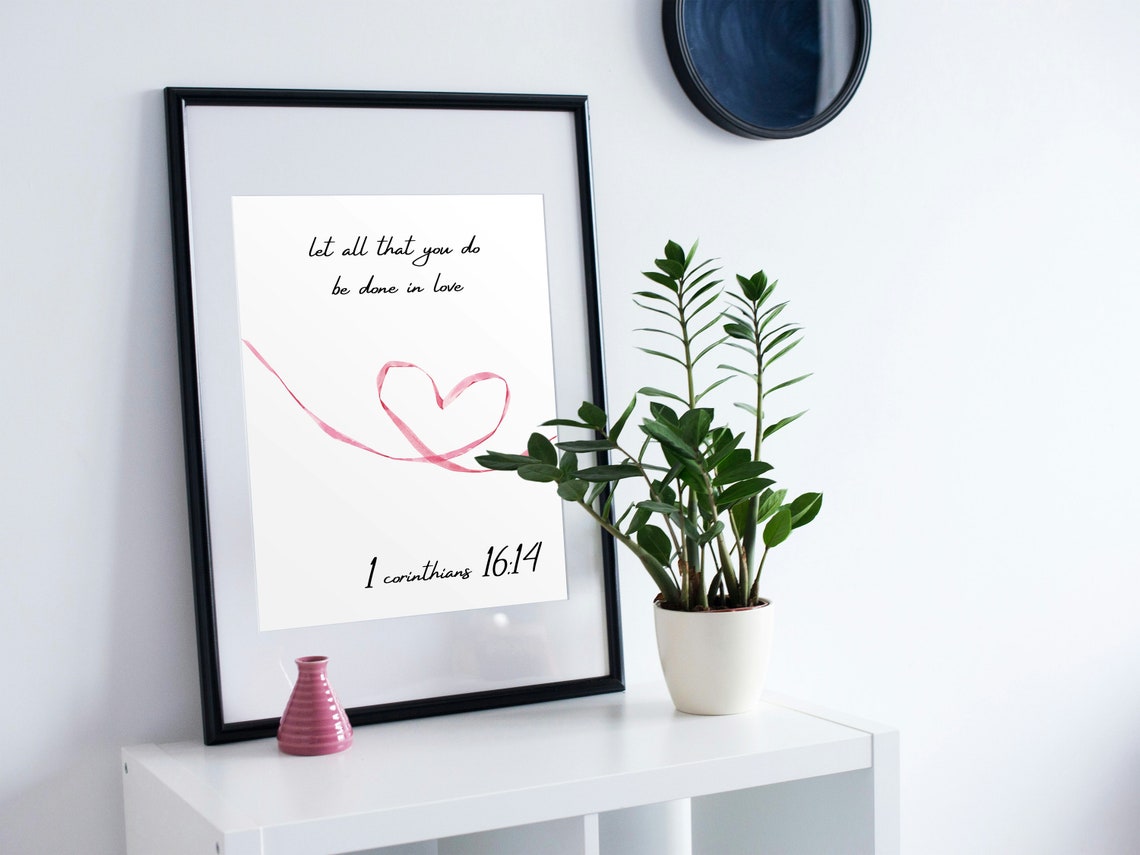 Let All That You Do Be Done In Love Bible Verse Pink Wall Poster - Image 3
