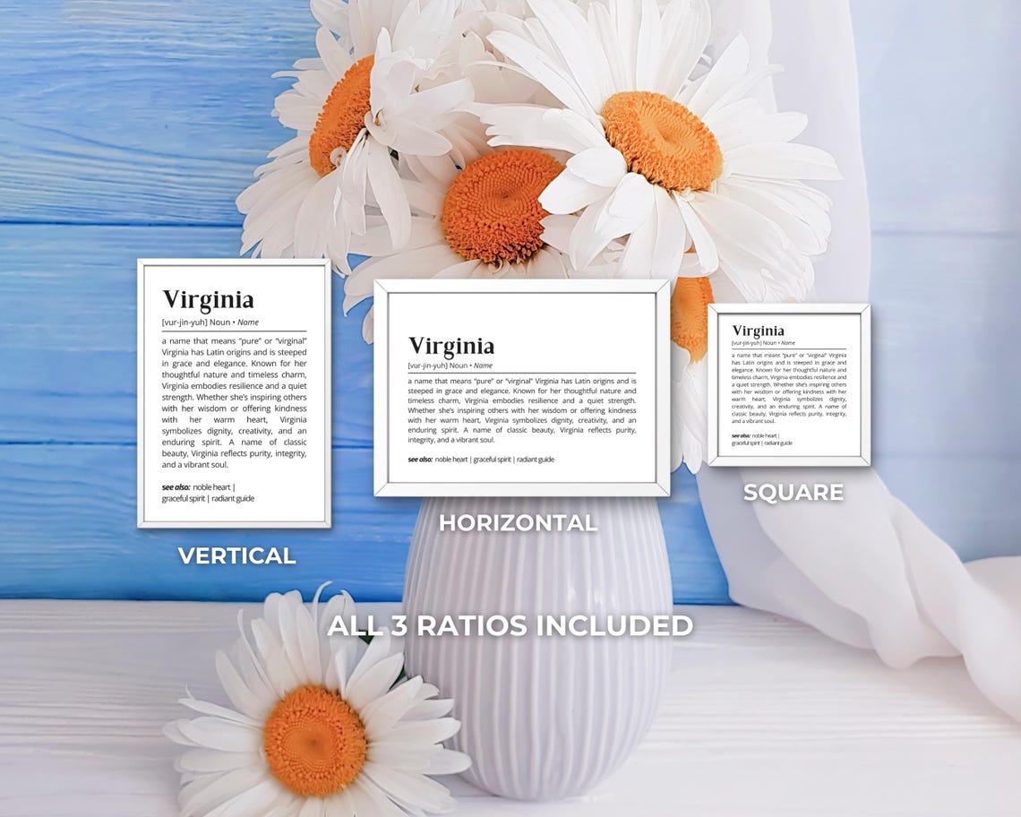 Virginia Name Definition Wall Art Personalized Gift For Her Family Friends Elegant Typography Minimalist Custom Name Print Decor - Image 3