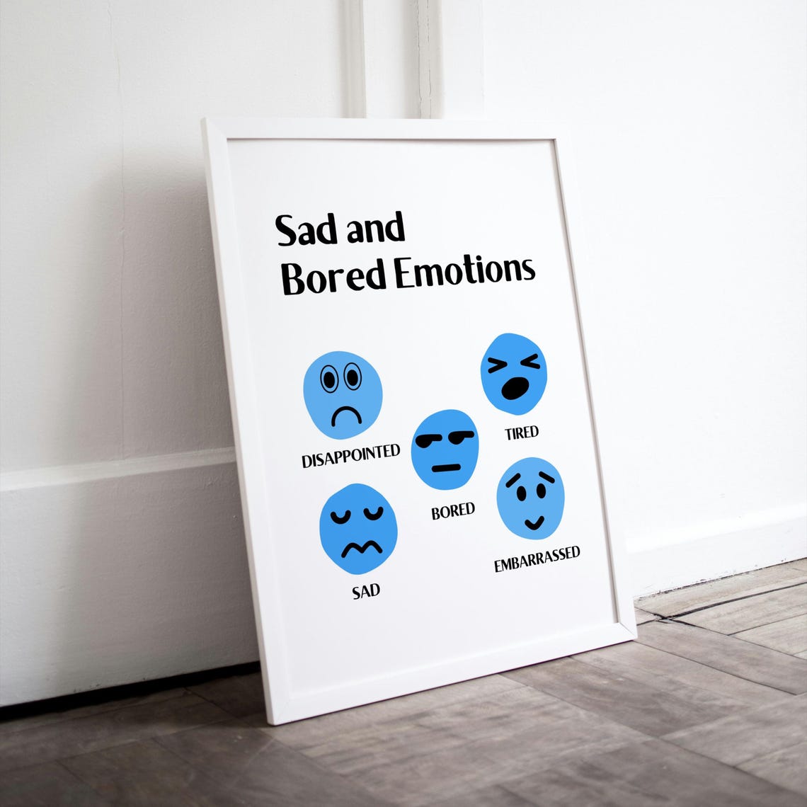 Sad And Bored Blue Emotions Chart Classroom Kids Feelings Poster - Image 2