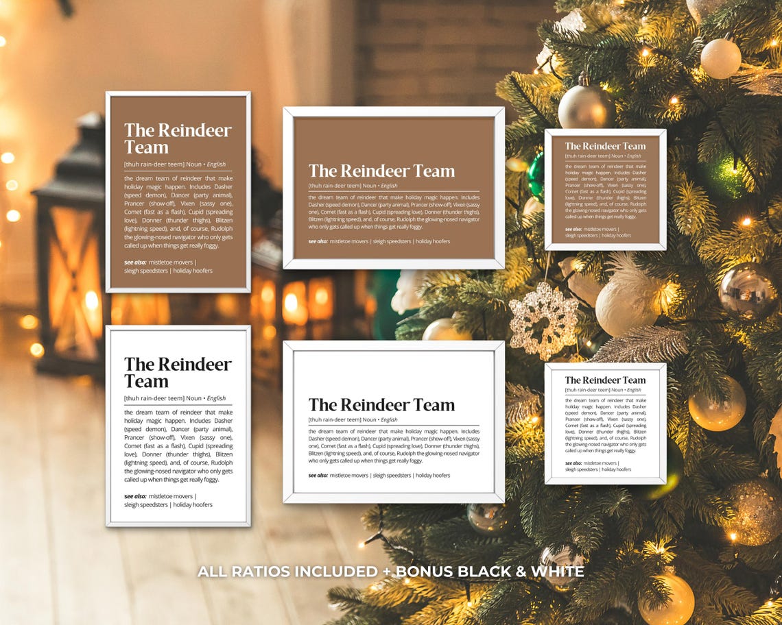The Reindeer Team Definition Funny Holiday Dictionary Style Poster - Image 3