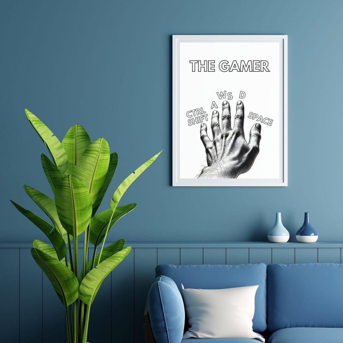 The Gamer Engraved Hand WASD Keyboard Art Gaming Room Poster - Image 2