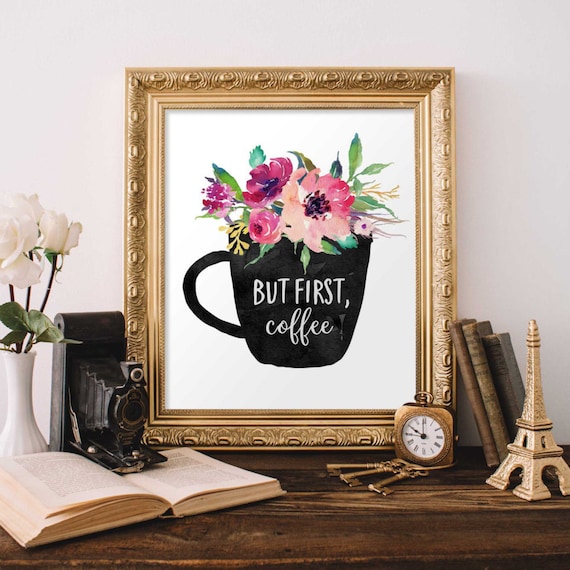 But First Coffee Cup Floral Gallery Poster