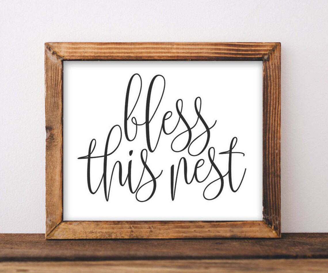 Bless This Nest Black And White Farmhouse Art Print