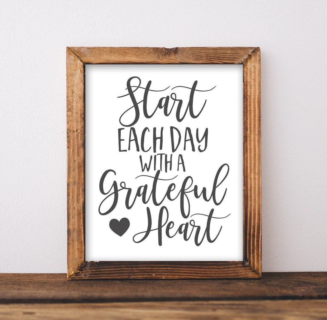 Wall Art Start Each Day With A Grateful Heart Diy Home Decor Inspirational Office Gallery Printables Quote