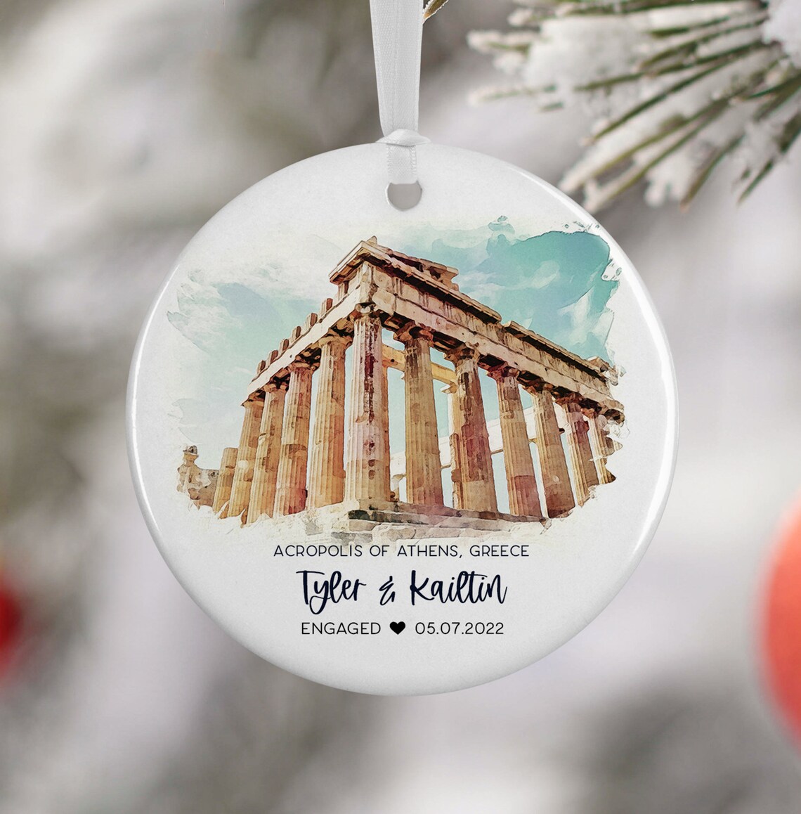 Acropolis Engagement Ornament Athens Greece Travel Poster