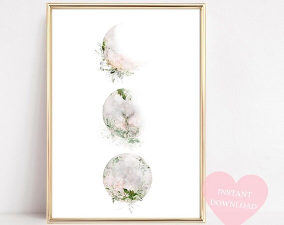Moon Phases Watercolour Celestial Art Print