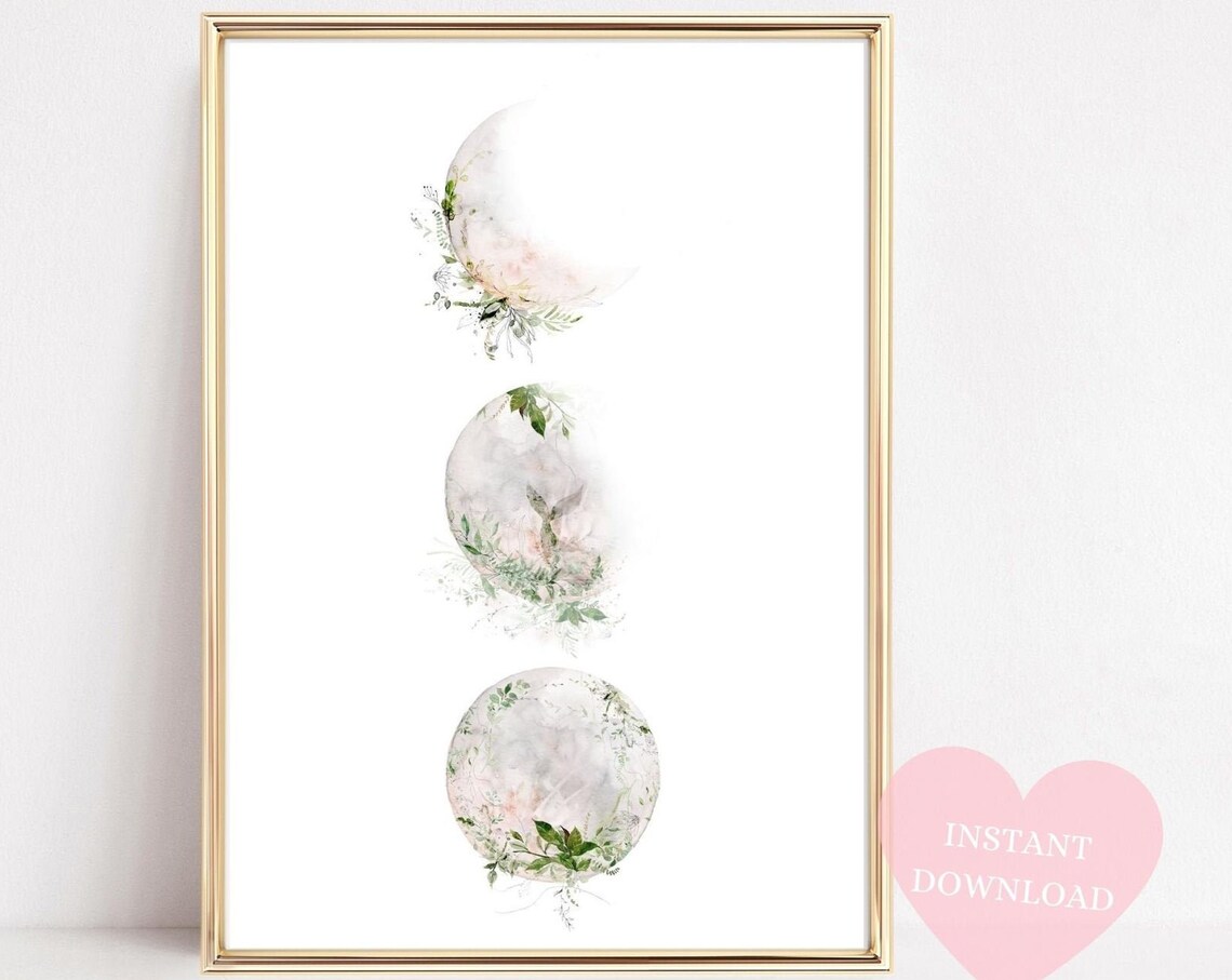 Moon Phases Watercolour Celestial Art Print