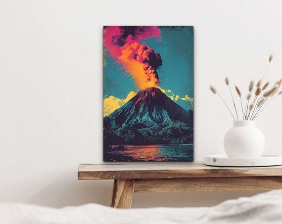 Pop Art Volcano Wall Art Mountain Art Nature Wall Art