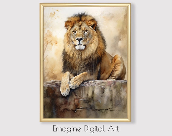 Art Majestic Lion Painting Wildlife Wall Decor To Instantly Print And Frame Wl19