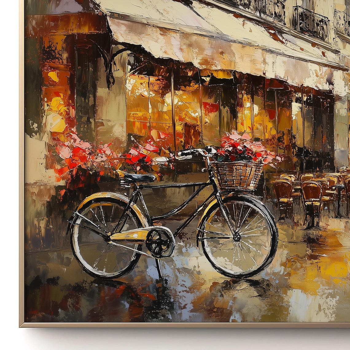 Paris Eiffel Tower Cafe Bicycle Rainy Street Romantic Poster - Image 3