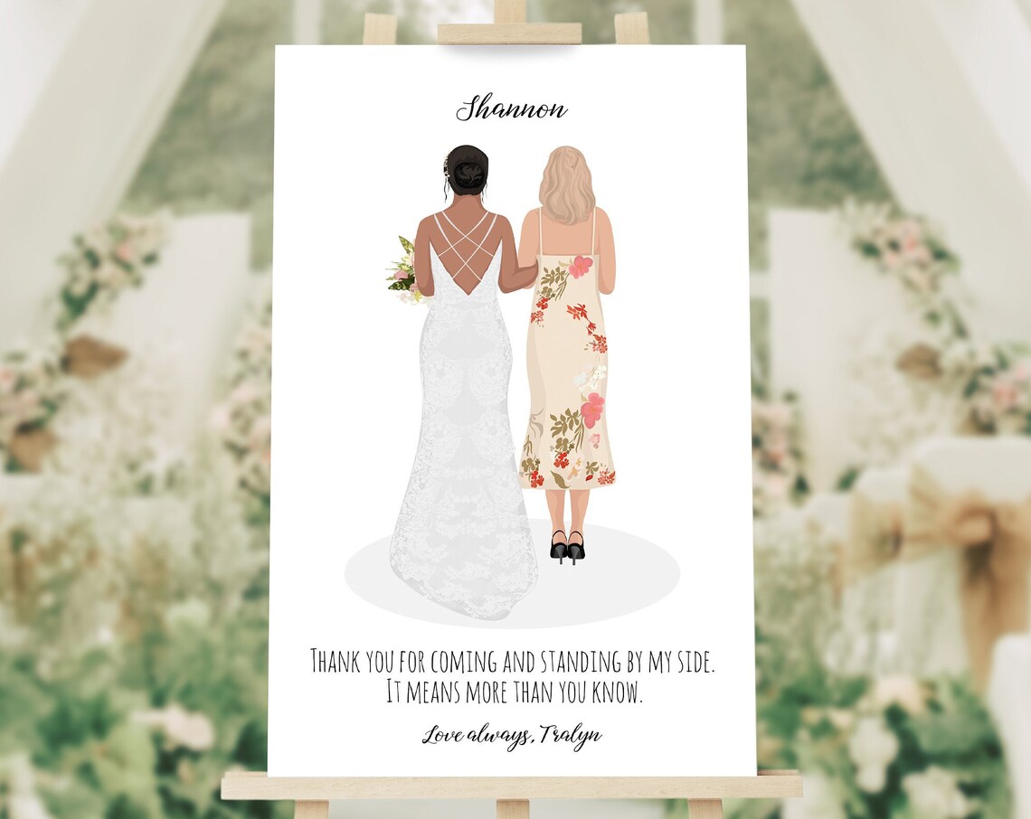 Personalized Bridesmaid Thank You Portrait Custom Wedding Poster