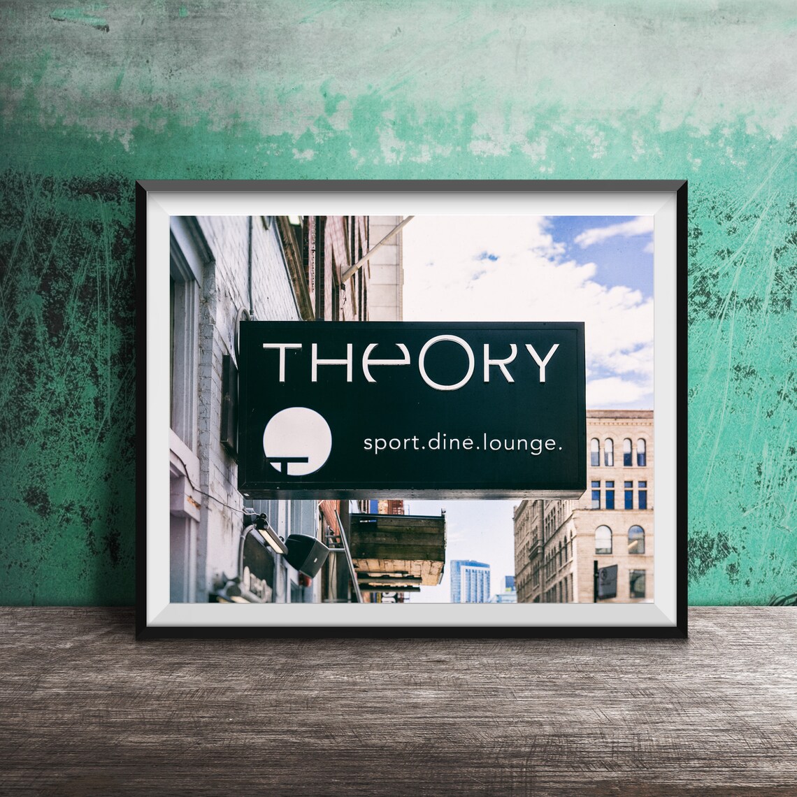 Theory Sport Dine Lounge Modern Black Blade Sign Photo Poster