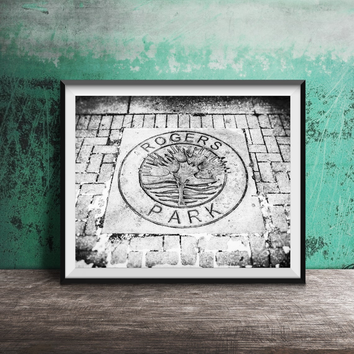 Rogers Park Tree Emblem Stamped Brick Sidewalk Chicago Photo Poster - Image 2