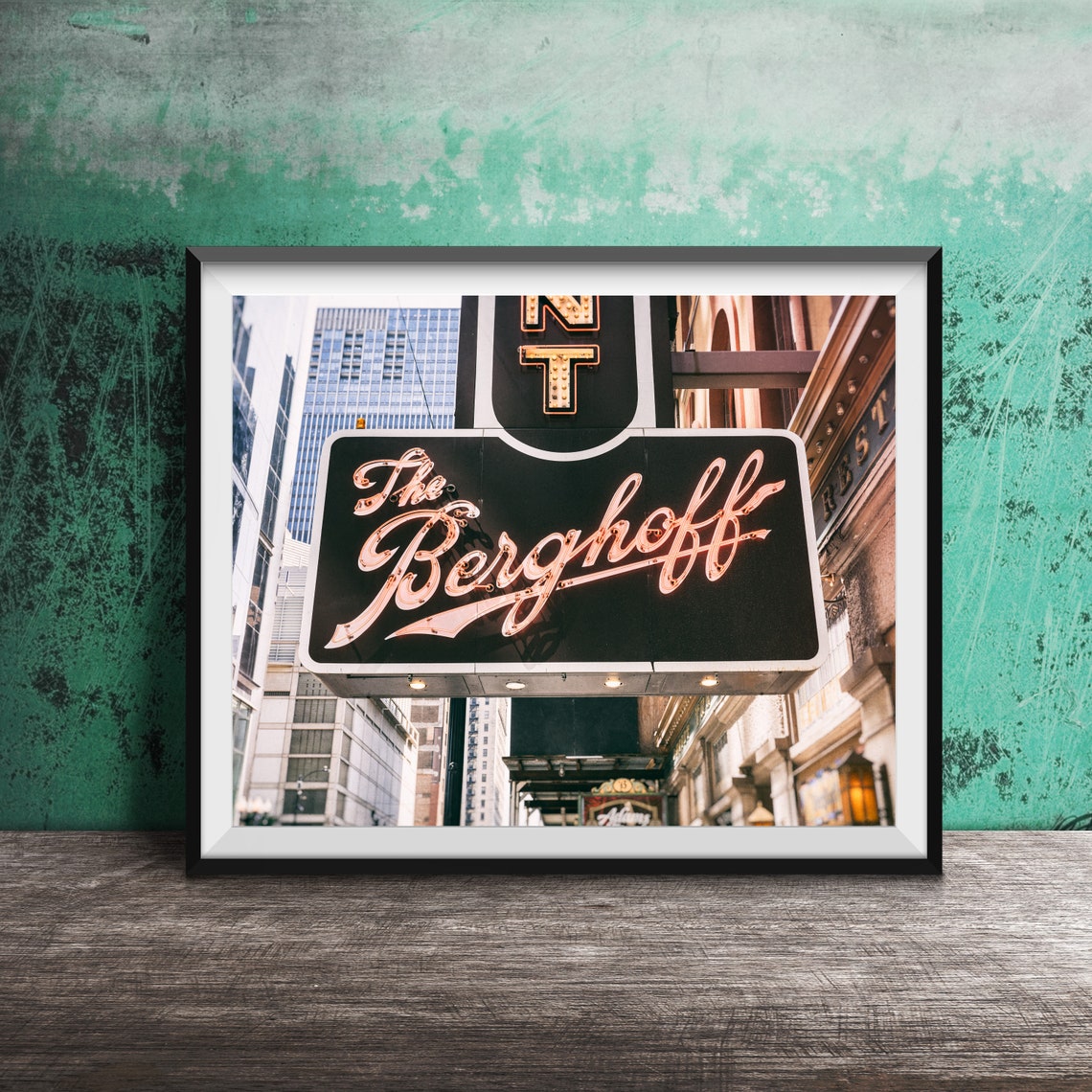 The Berghoff Neon Script Sign Chicago German Restaurant Loop Poster