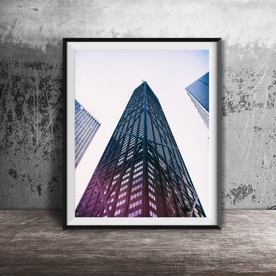 John Hancock Center Chicago Dramatic Looking Up Architecture Poster