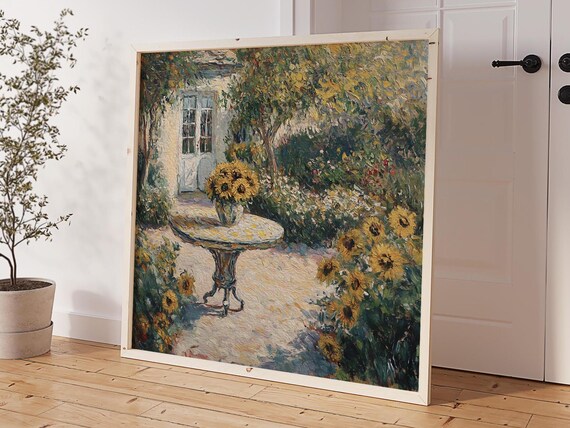 Sunflowers Terrace Table Garden Door Impressionist Floral Poster