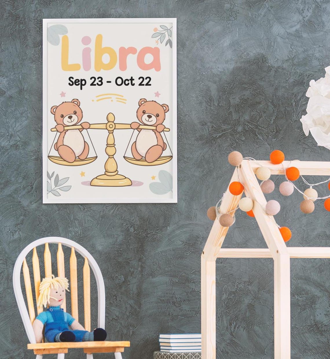 Zodiac Sign Libra Print For Nursery Or Toddlers Room Print Art Art - Image 2