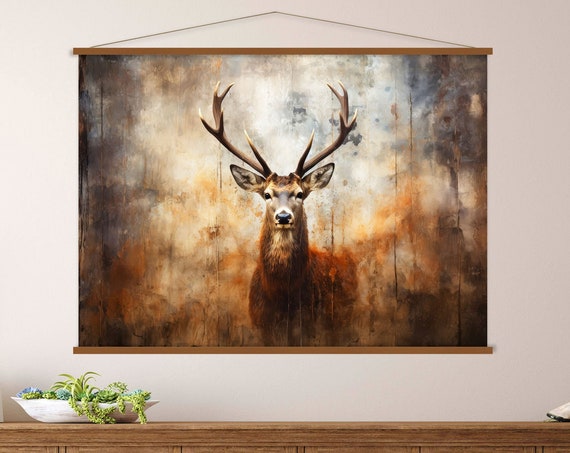 Deer Art Wall Art Hanger Jungle Animal Art Extra Large Wall Art Living Room Decor Deer Print Animal Portrait Print