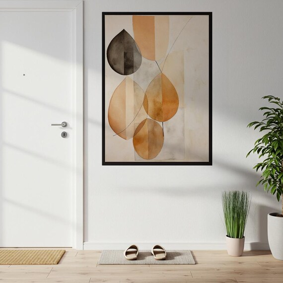 Abstract Watercolor Leaf Shapes Earthy Tones Minimalist Poster