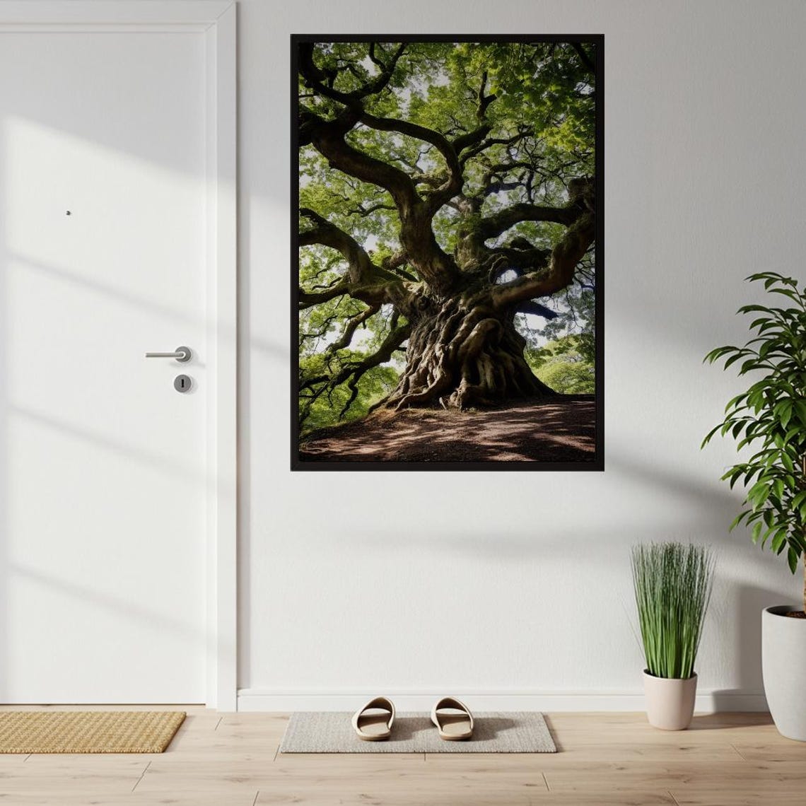 Ancient Gnarled Tree Lush Green Canopy Nature Photography Art Poster