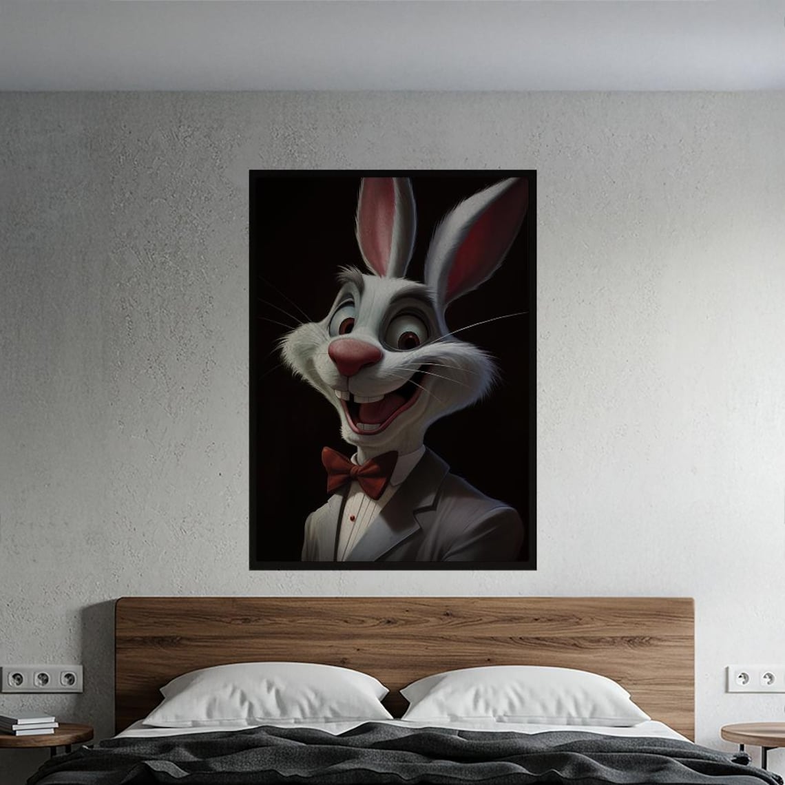 Dapper Bunny In Suit With Red Bow Tie Cheerful Animal Portrait Poster
