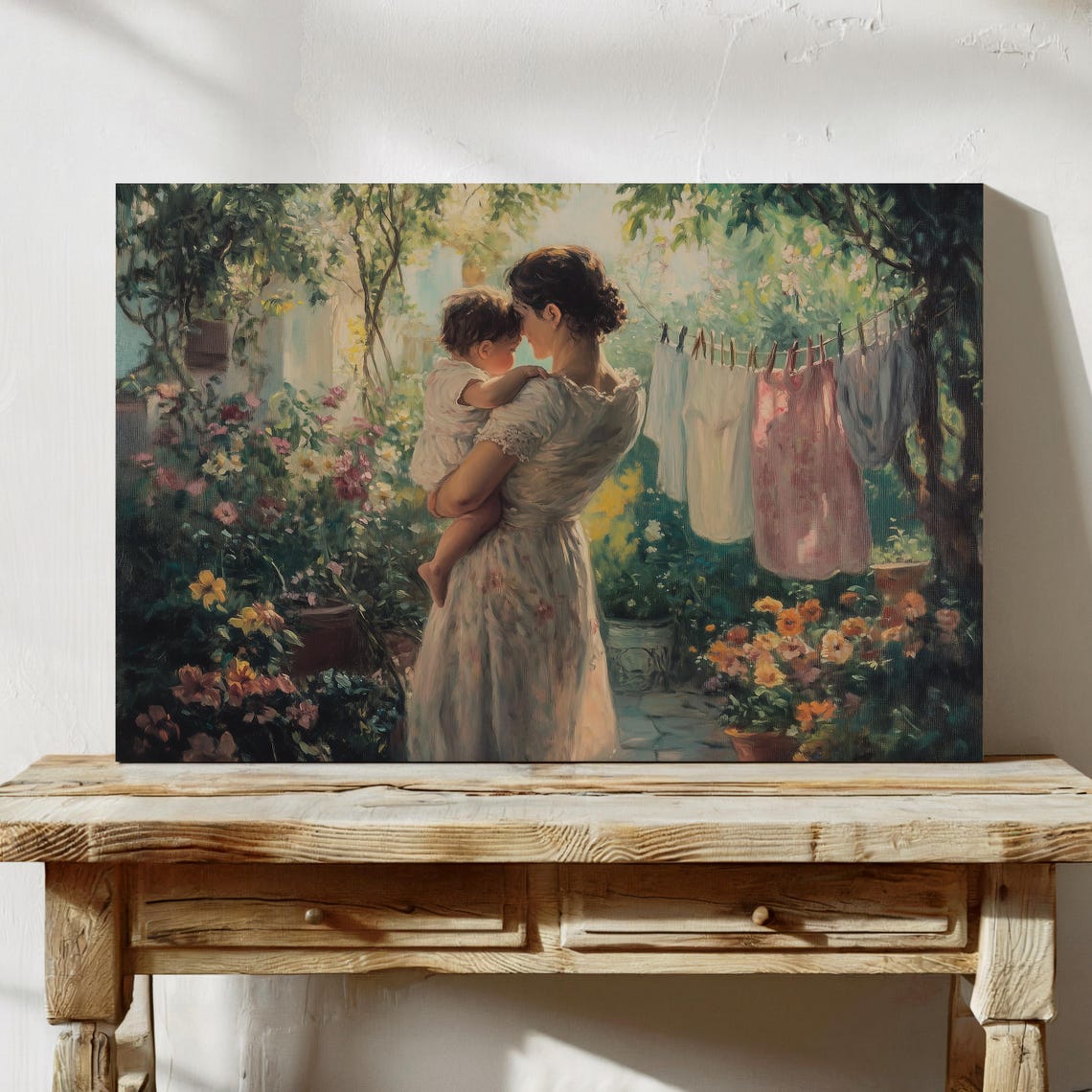 Mother And Child Painting Nature And Family Wall Art Motherhood Wall Decor Spring Garden Art Peaceful Scenery Art Family Love Art - Image 4