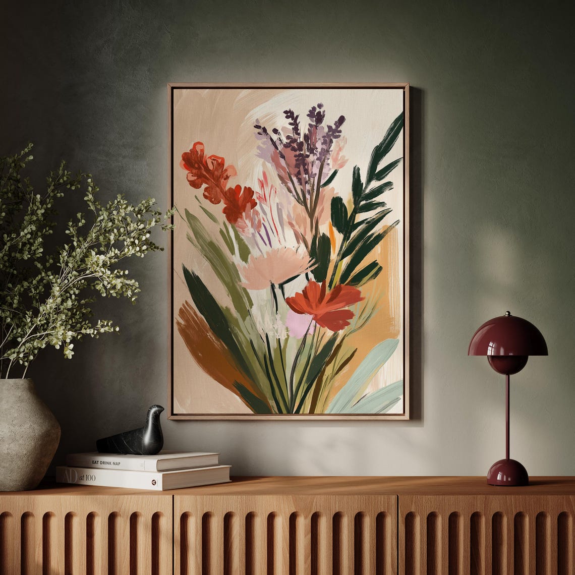 Modern Abstract Floral Bouquet in Warm Autumn Tones Art Poster - Image 4