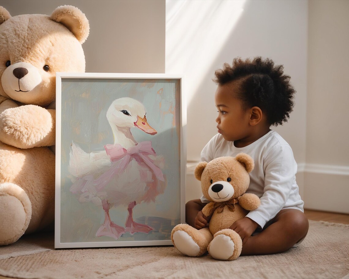 Cute Duck Painting, Whimsical Baby Animal Art - Image 4