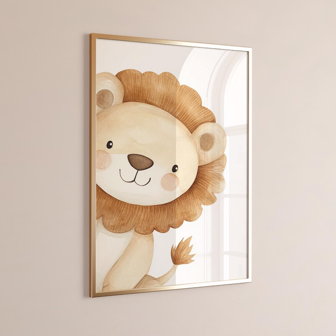 Watercolor Lion Art Print, Cute Safari Nursery Decor - Image 5