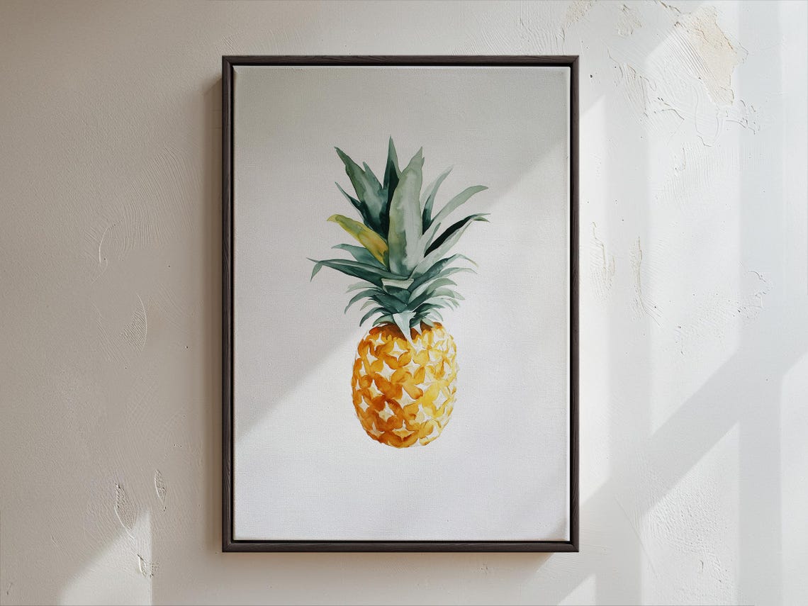 Fresh Watercolor Pineapple Minimalist Tropical Kitchen Art Poster - Image 4