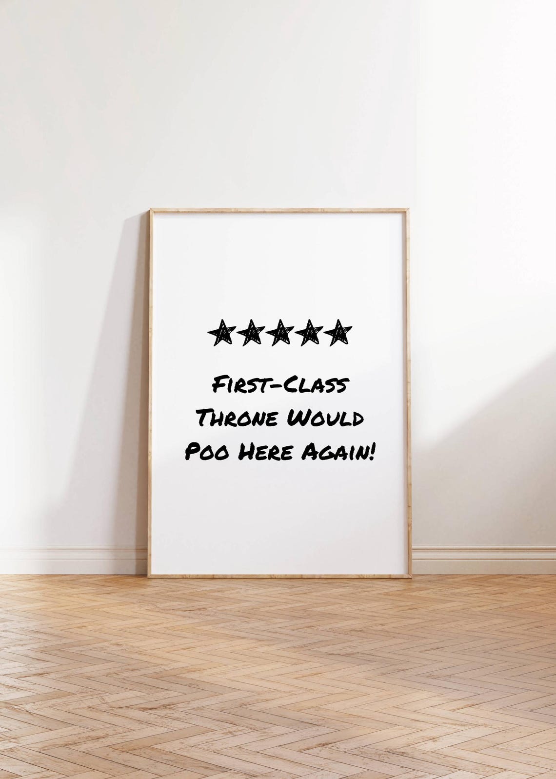 First Class Throne Would Poo Here Again Funny Bathroom Review Poster