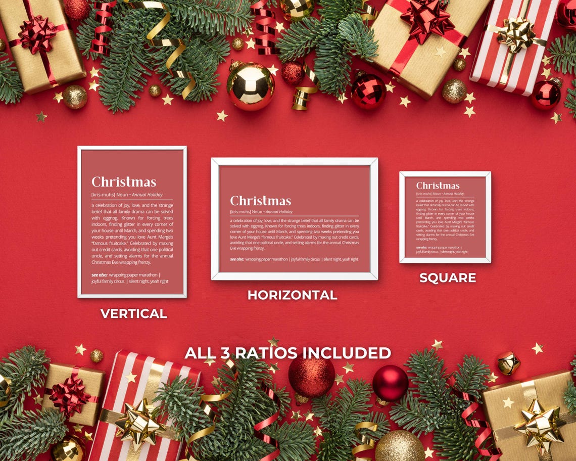 Christmas Funny Annual Holiday Definition Red Christmas Wall Poster - Image 3