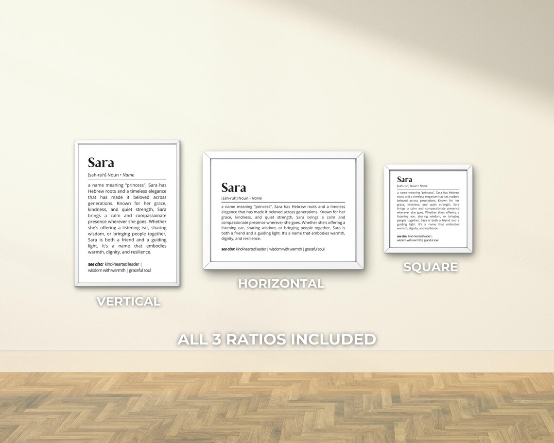 Sara Name Definition Minimalist Name Art Print - Image 3