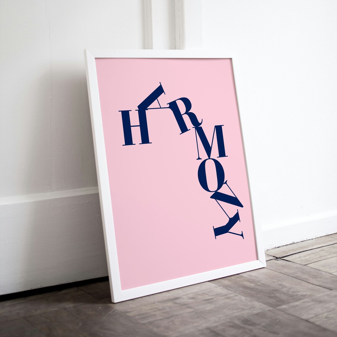 Harmony Wavy Typography Navy Pink Minimalist Motivational Word Art Poster - Image 3