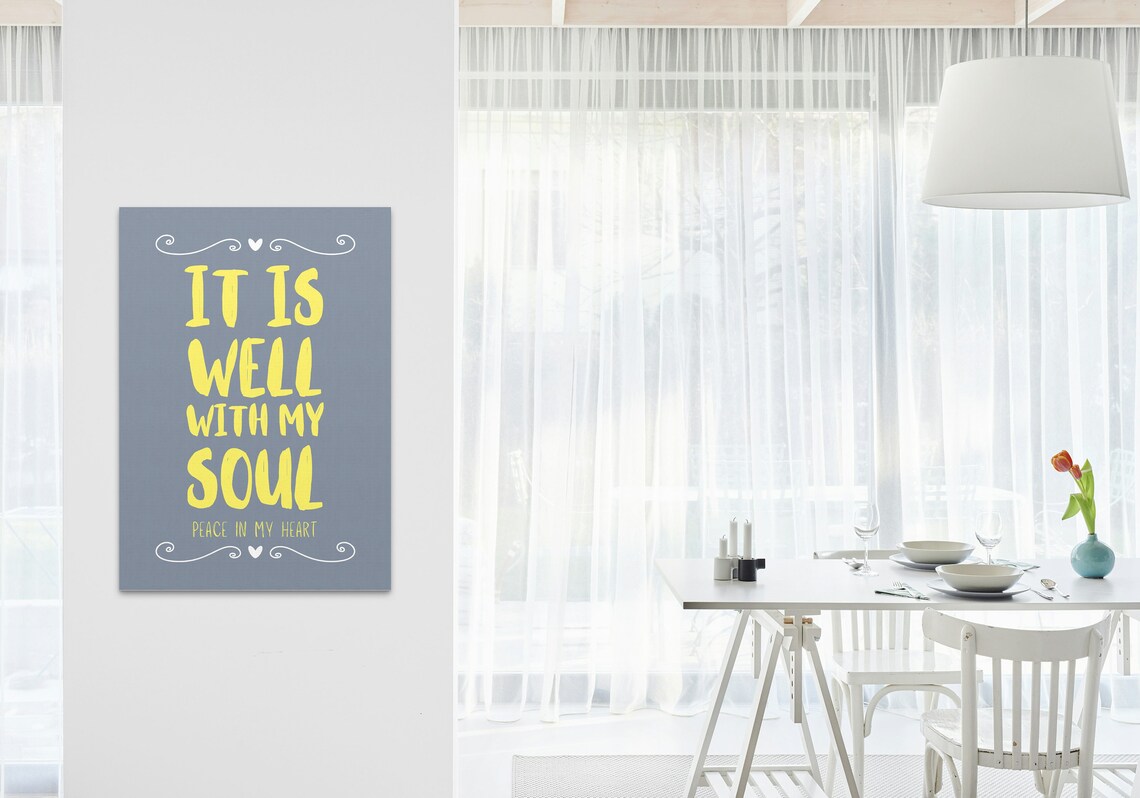 It Is Well With My Soul Peace in My Heart Slate Blue Hymn Poster - Image 3