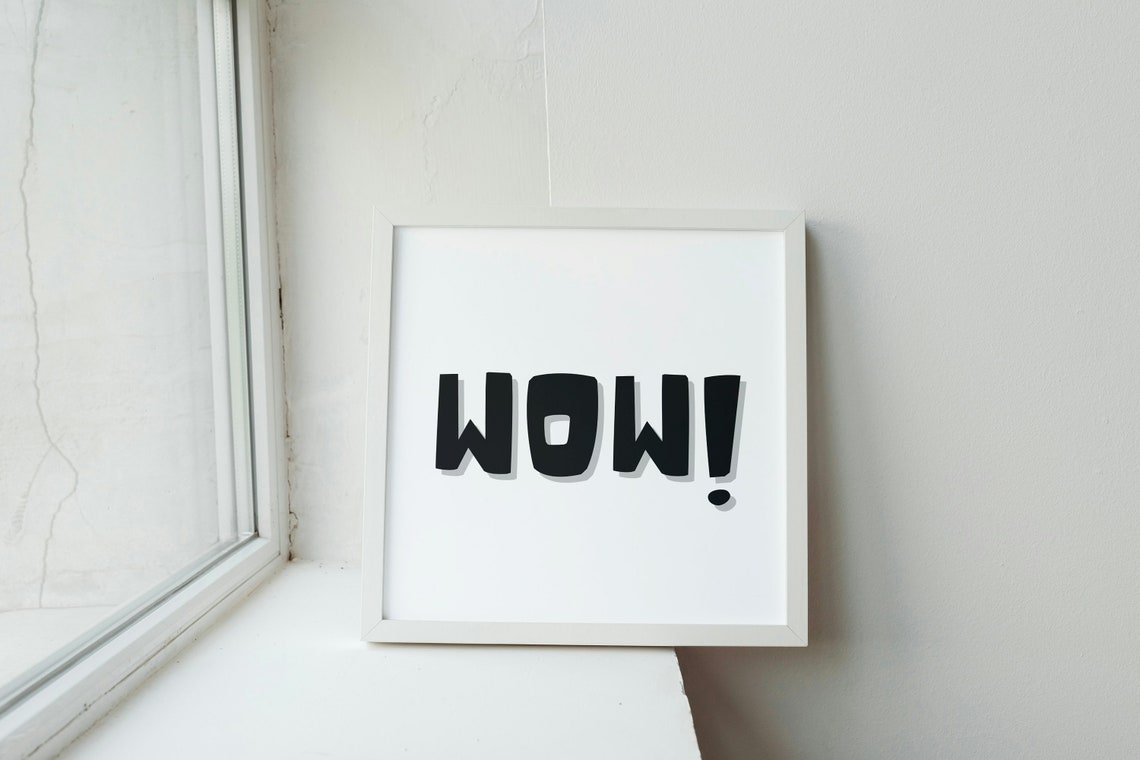 Wow Bold Black Cartoon Typography Fun Pop Art Bedroom Wall Poster - Image 3