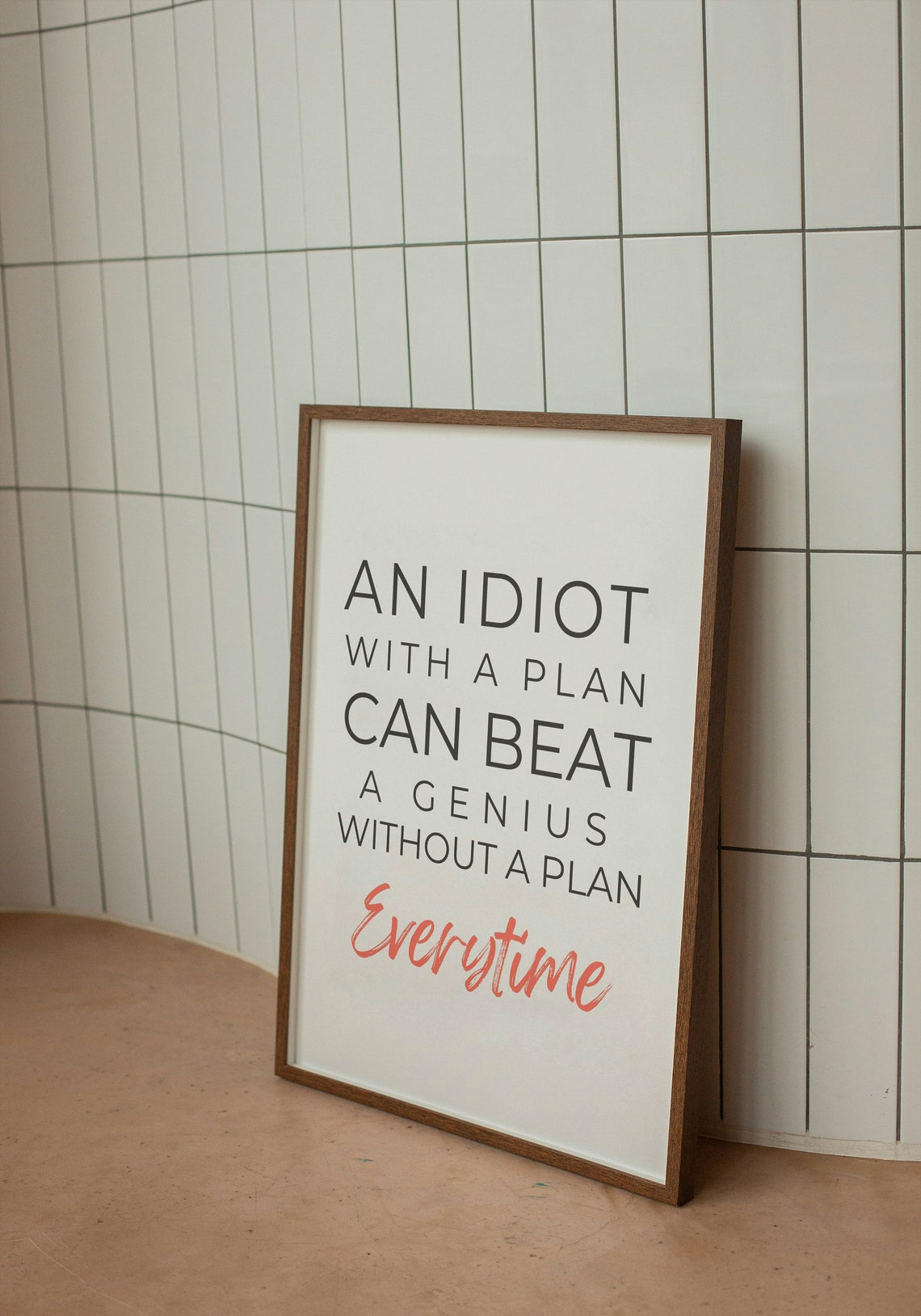 An Idiot With A Plan Quote Typography Motivational Office Wall Poster - Image 2
