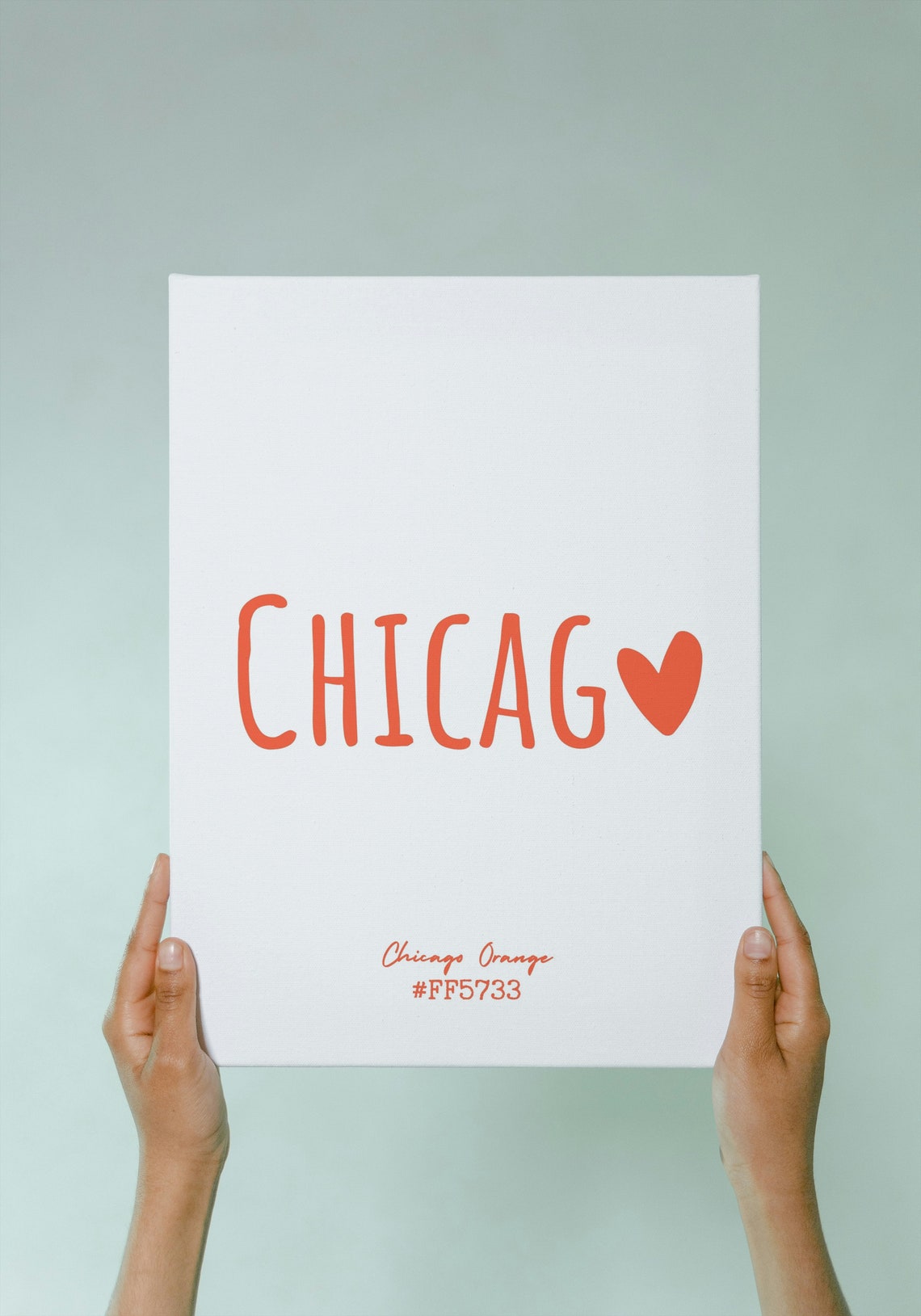 Chicago Orange Heart Typography Minimalist City Wall Decor Poster - Image 3