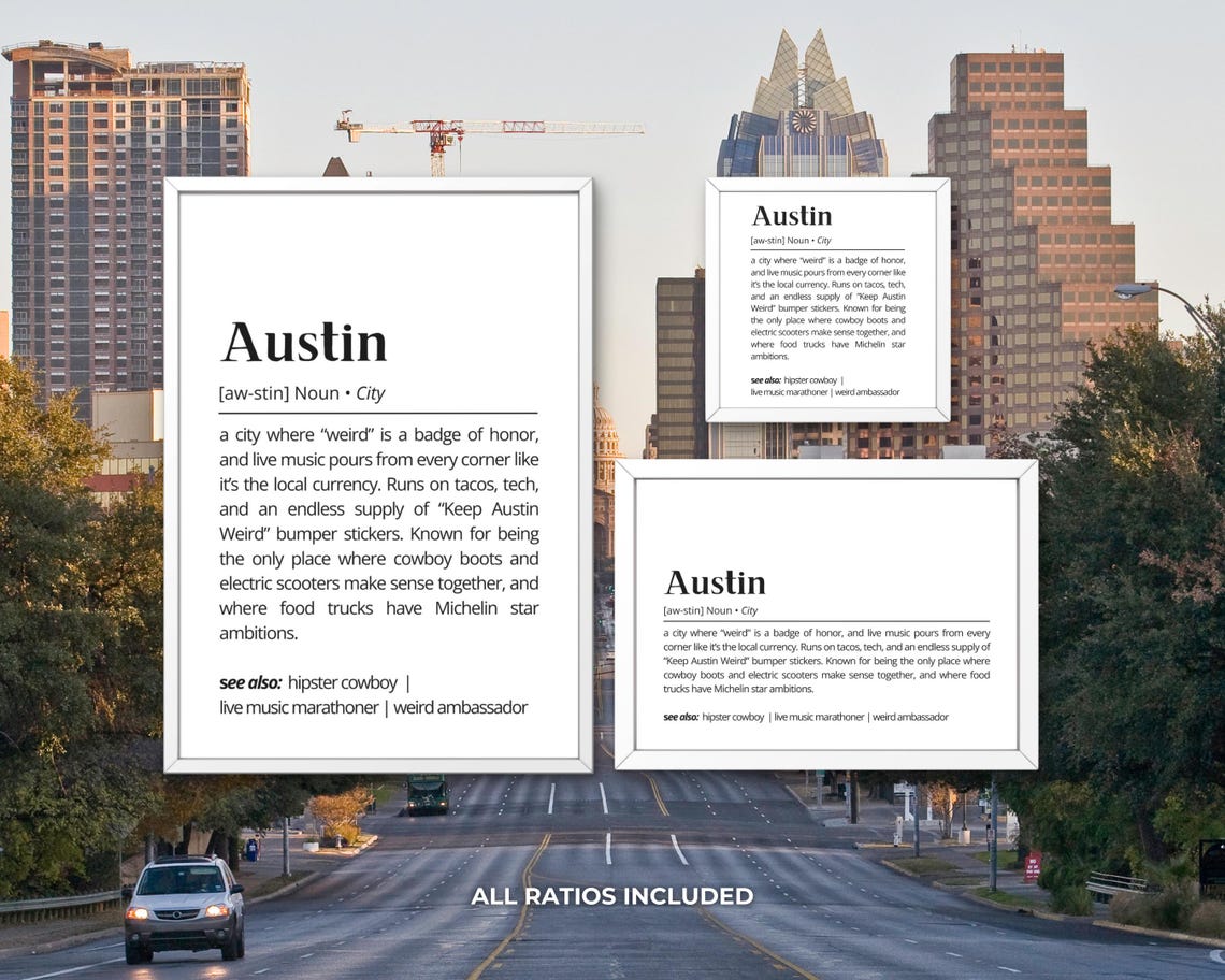 Austin Texas Keep Austin Weird City Dictionary Definition Poster - Image 3