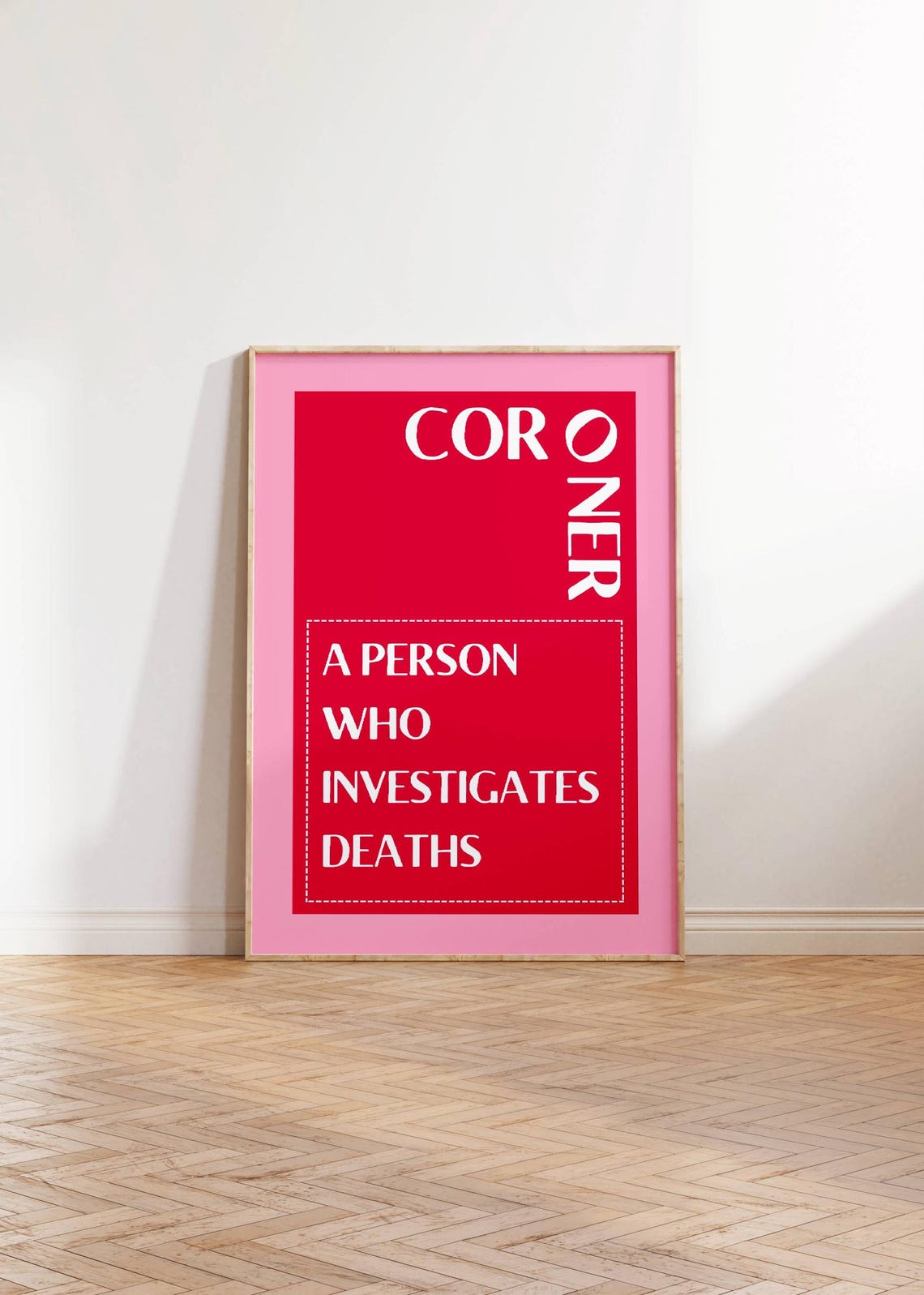 Coroner Definition Funny Dark Humor Dictionary Style Pink Poster - Image 3